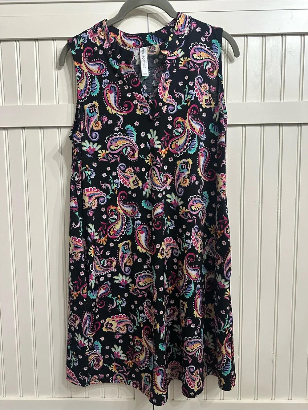 dear scarlett Sleeveless Black Paisley Swing Mini Dress Size S